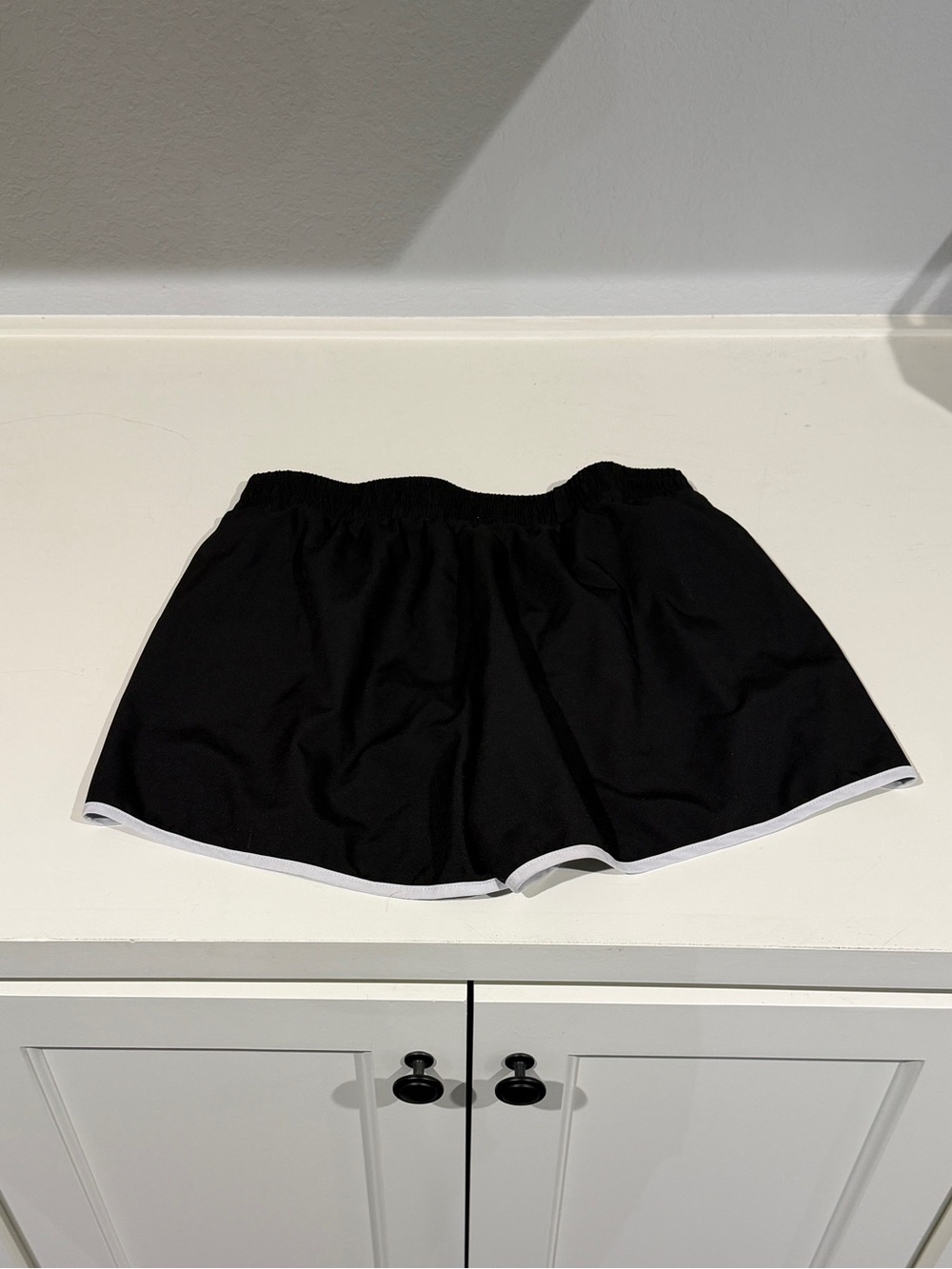 Pink Lily Black Athletic Dolphin Shorts with White Piping - Picture 3 of 3